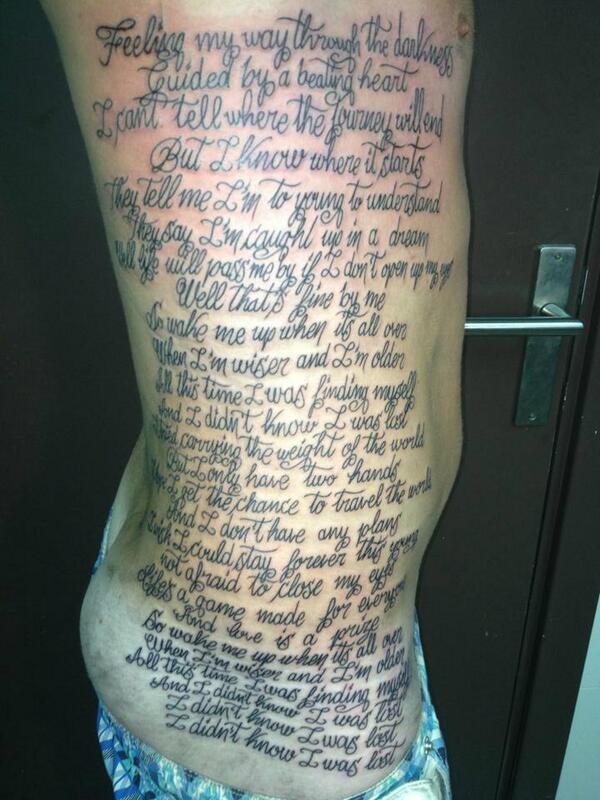 What song lyric do want to tattoo on your body  Quora