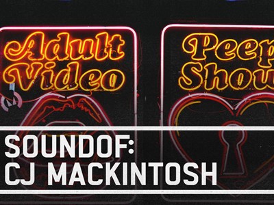 SoundOf: CJ Mackintosh over Adult Video and Peep Show neon light signs