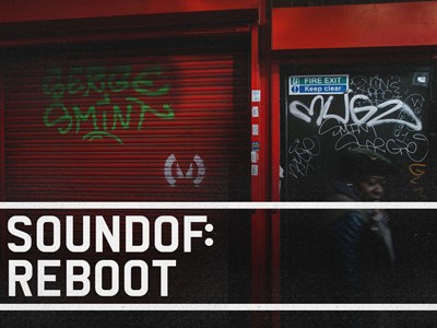 SoundOf: Reboot. Ministry of sound logo graffiti on shop shutter