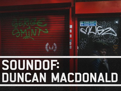SoundOf: Duncan Macdonald. Ministry of Sound logo graffiti on closed shop shutter