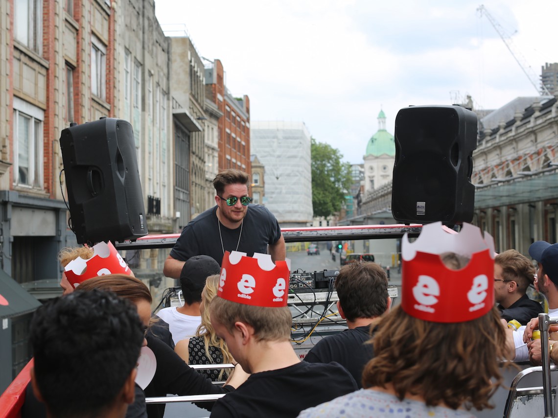 Eats Everything DJing from a London bus