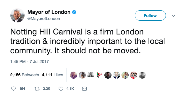 London Mayors tweet 