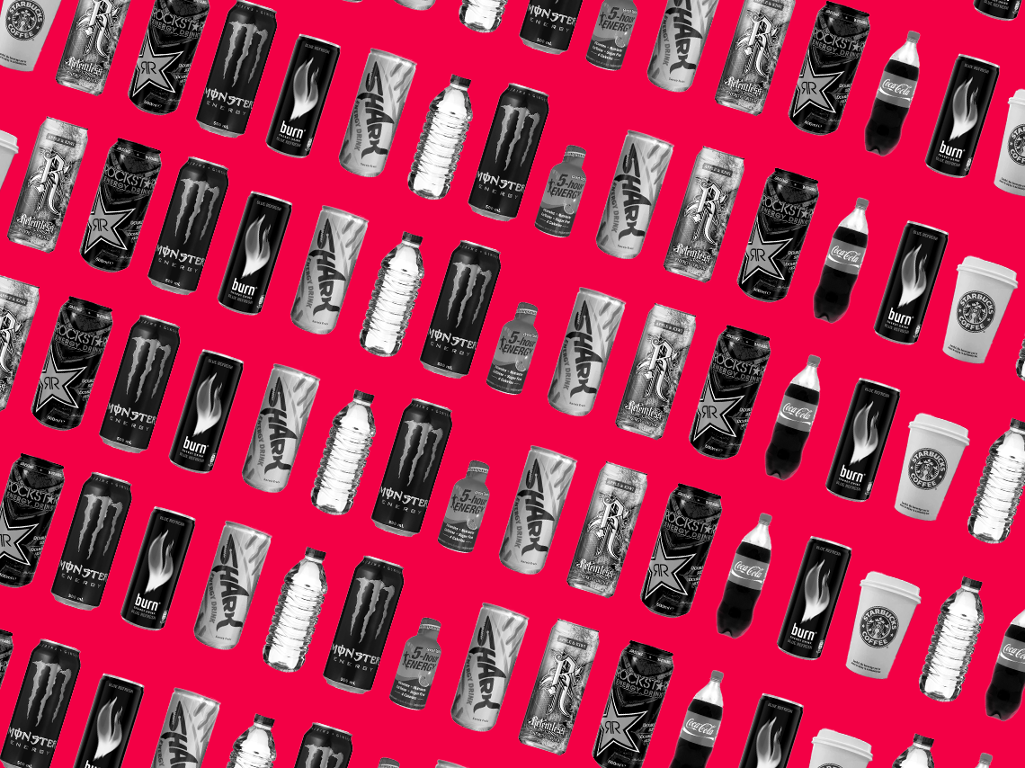 monster relentless shark energy drink 5-hour energy lucozade red bull starbucks london clubbing super club